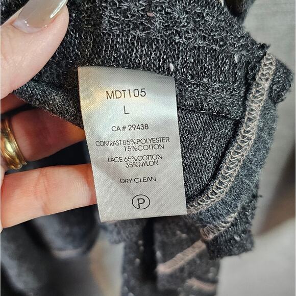 Miss Me Womens Gray Open Front Embellished Cardigan Duster Sweater Lace LARGE - Picture 5 of 7